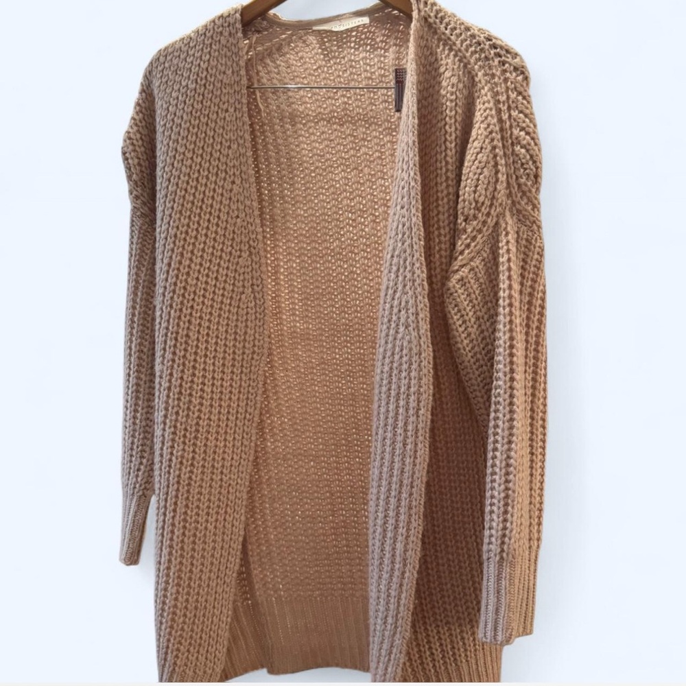 Elegant Tan Open-Front Cardigan